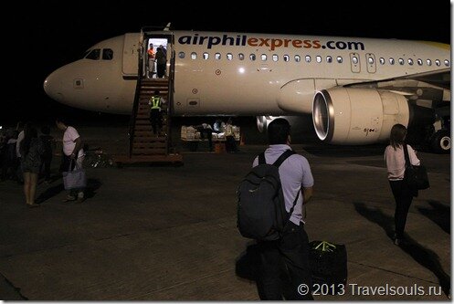 Самолет ,ночь, аэропорт, Филиппины, airphilexpress
