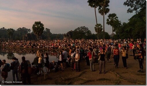 Камбоджия, Сием-Реап, ангкор ват, рассвет, толпа, туристы